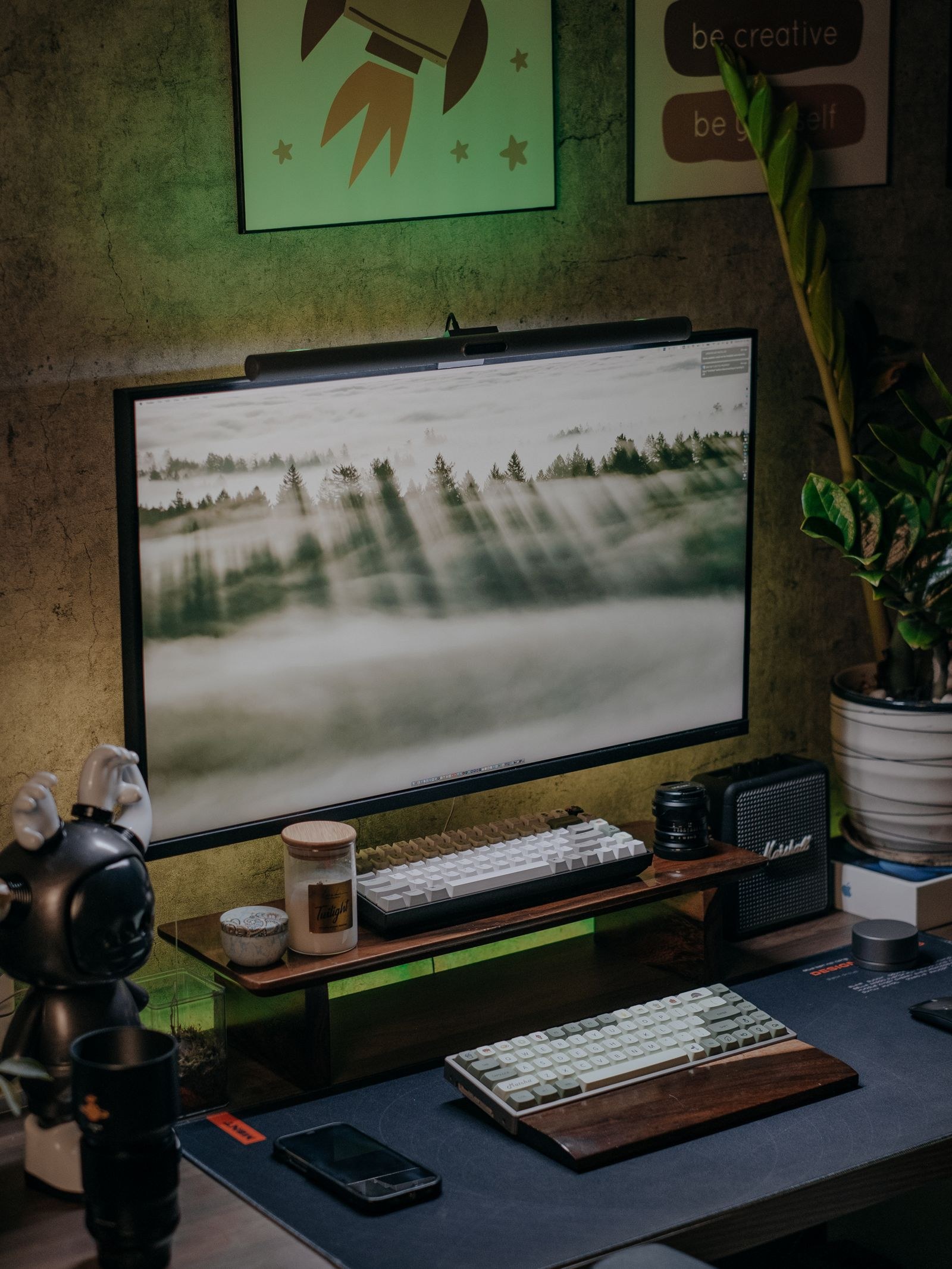 Creator workspace with phone and camera setup