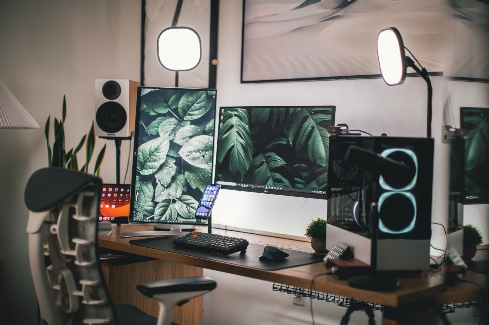 Retouched portrait on an editing desk